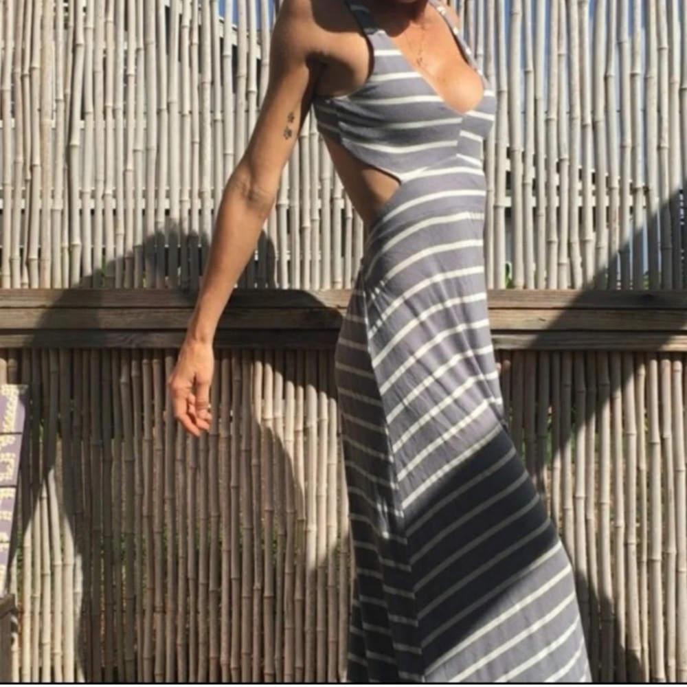 Ocean Drive Grey and White stripped dress size M